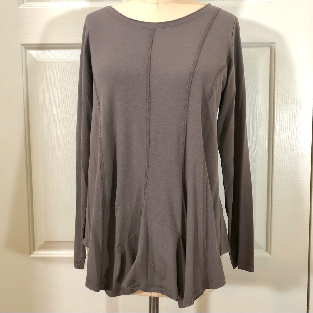 Cut Loose Scoop Jersey Top Dark Taupe Sz M